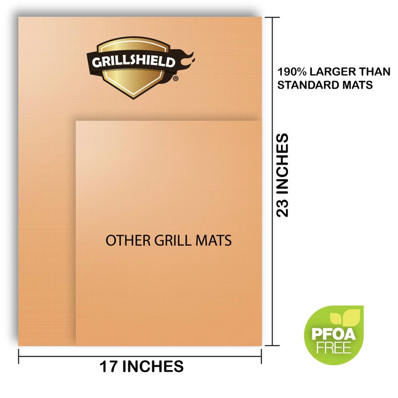 GrillShield - 2 Extra Large Copper Grill and Bake Mats - Best Gift - 17 X 23 inches Non Stick Mats for BBQ Griddle Baking, Reusable and Easy to Clean - Image 2